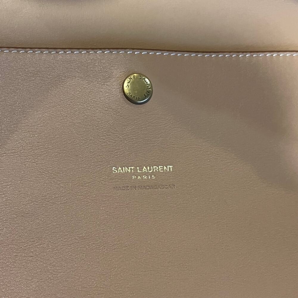 SAINT LAURENT Natural Raffia Logo Tote Bag - Picture 8 of 9